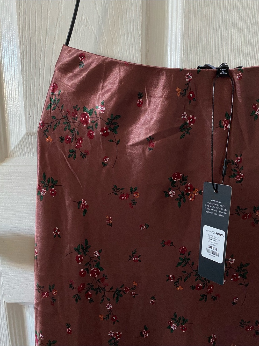 Fashion Nova Copper Satin Floral Maxi Skirt - Picture 5 of 6